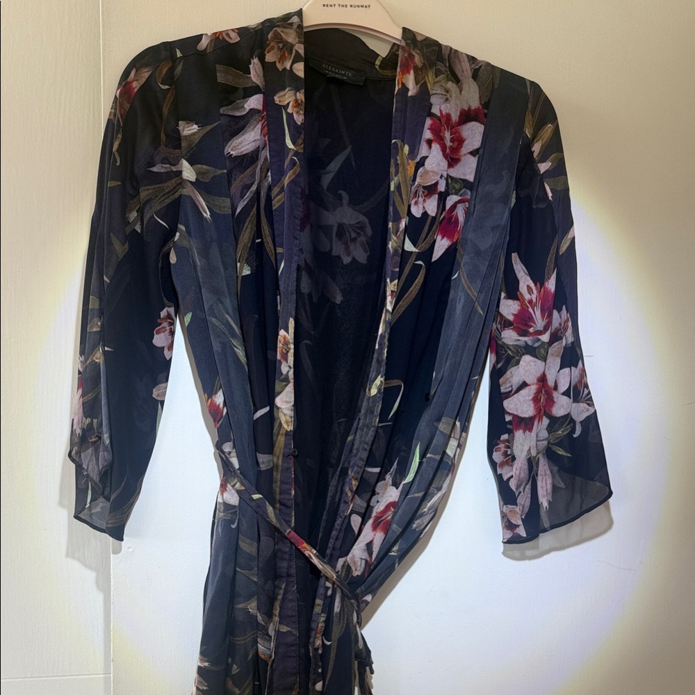 All Saints Gray Floral Robe